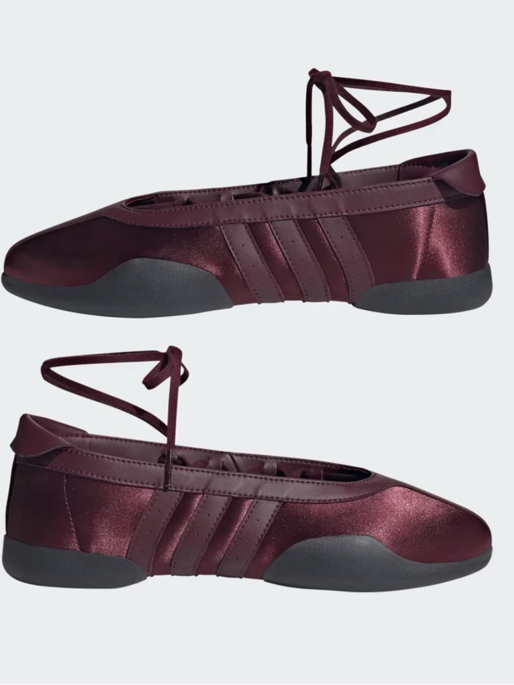 Adidas Women's Taekwondo Mei Maroon Lace-Up Ballet Flats with Ankle Ties